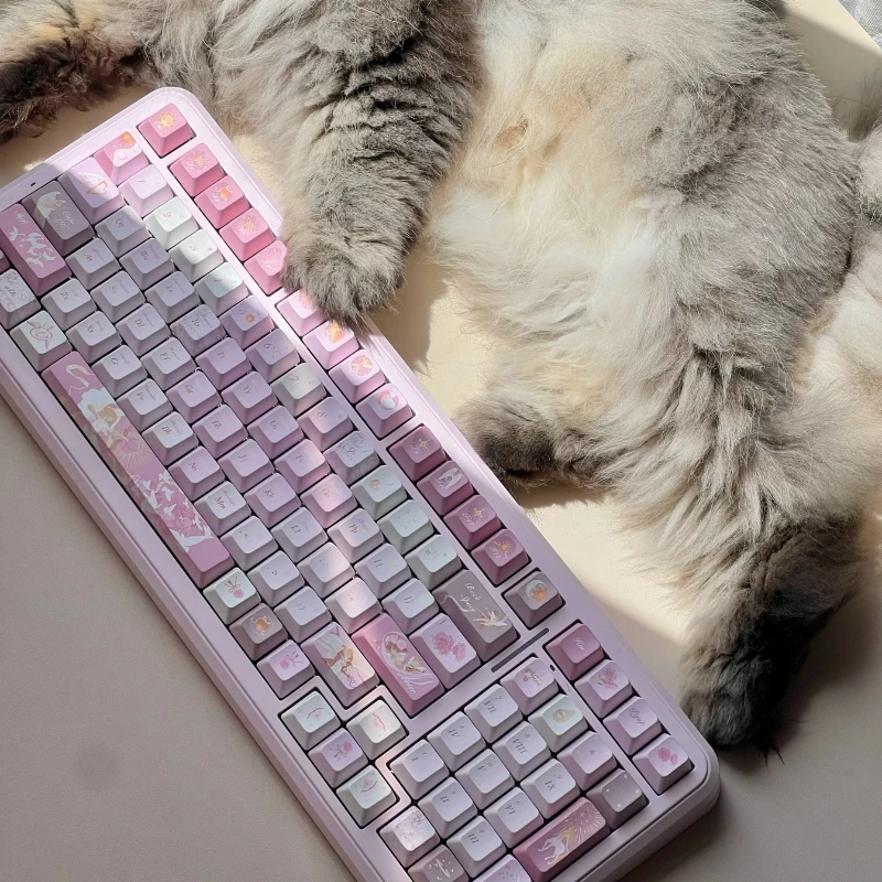 Siren Song Keycaps Custom FC/cherry PC Profile Key Cap Cute Transparent Cartoon Anime Point Key Caps for Gaming MX Switch