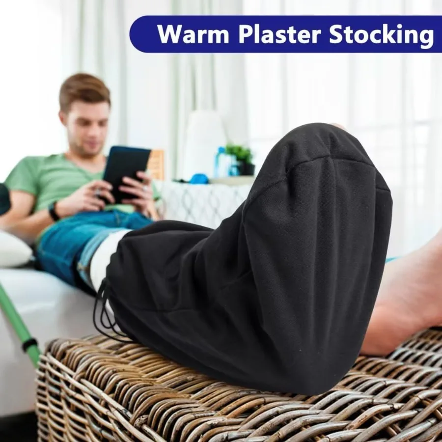 21 x 12,5 Copri gamba sotto il ginocchio con protezione calda del piede - Manicotto per calza in gesso impermeabile per uso quotidiano Ideale per