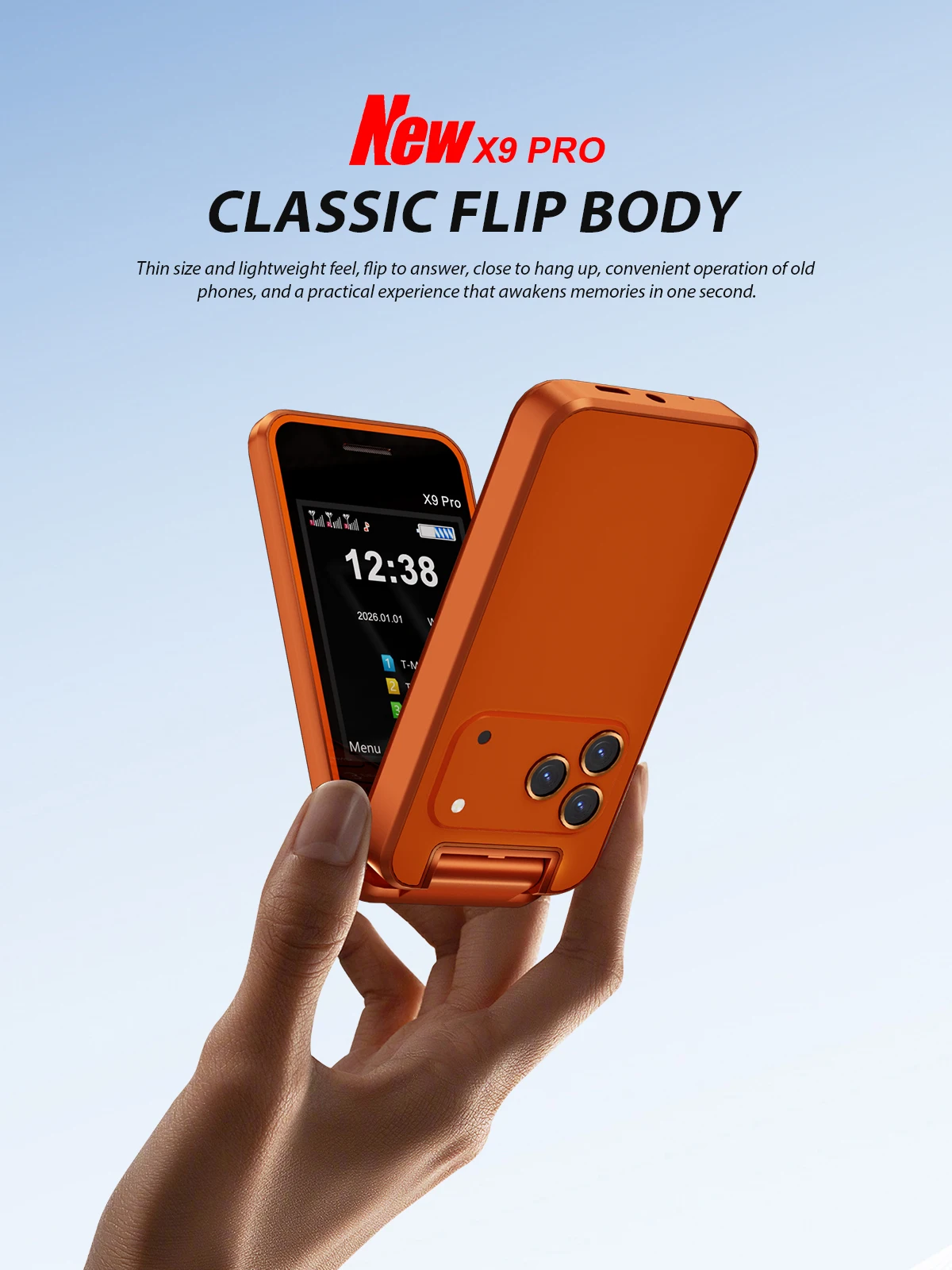 NEW SERVO X9 PRO Flip Mobile Phone 3 SIM Standby Blacklist Magic Voice Speed Dial MP4 Player FM Radio 2G GSM Foldable Cellphones