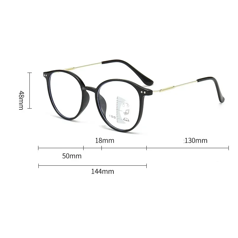 Gafas de lectura con bloqueo de luz azul para hombre y mujer, lentes redondas transparentes que cambian de Color, multifocales, para presbicia,