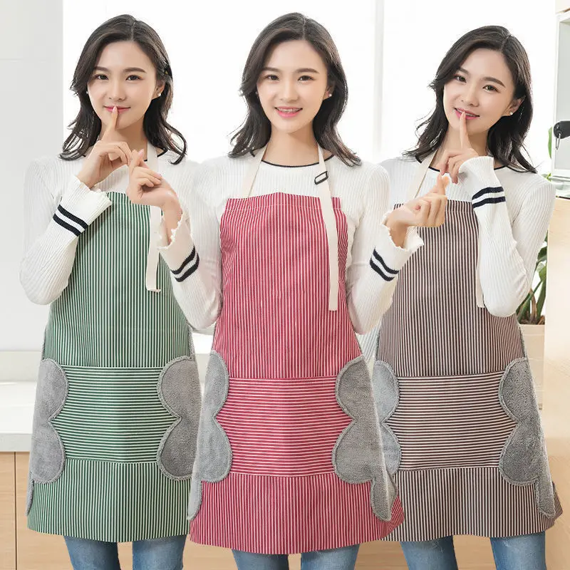 

Fashionable Waterproof and Oil-proof Striped Kitchen Apron for Home Restaurant Work