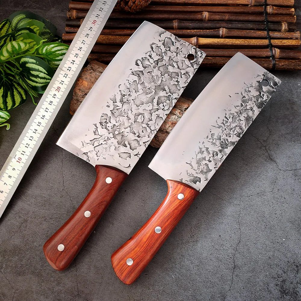 Handmade Forged 5Cr15 High-carbon Clad Steel Sharp Slicing Knife Wooden Handle Fish Meat Vegetables Cutlery Cooking Slicing Tool