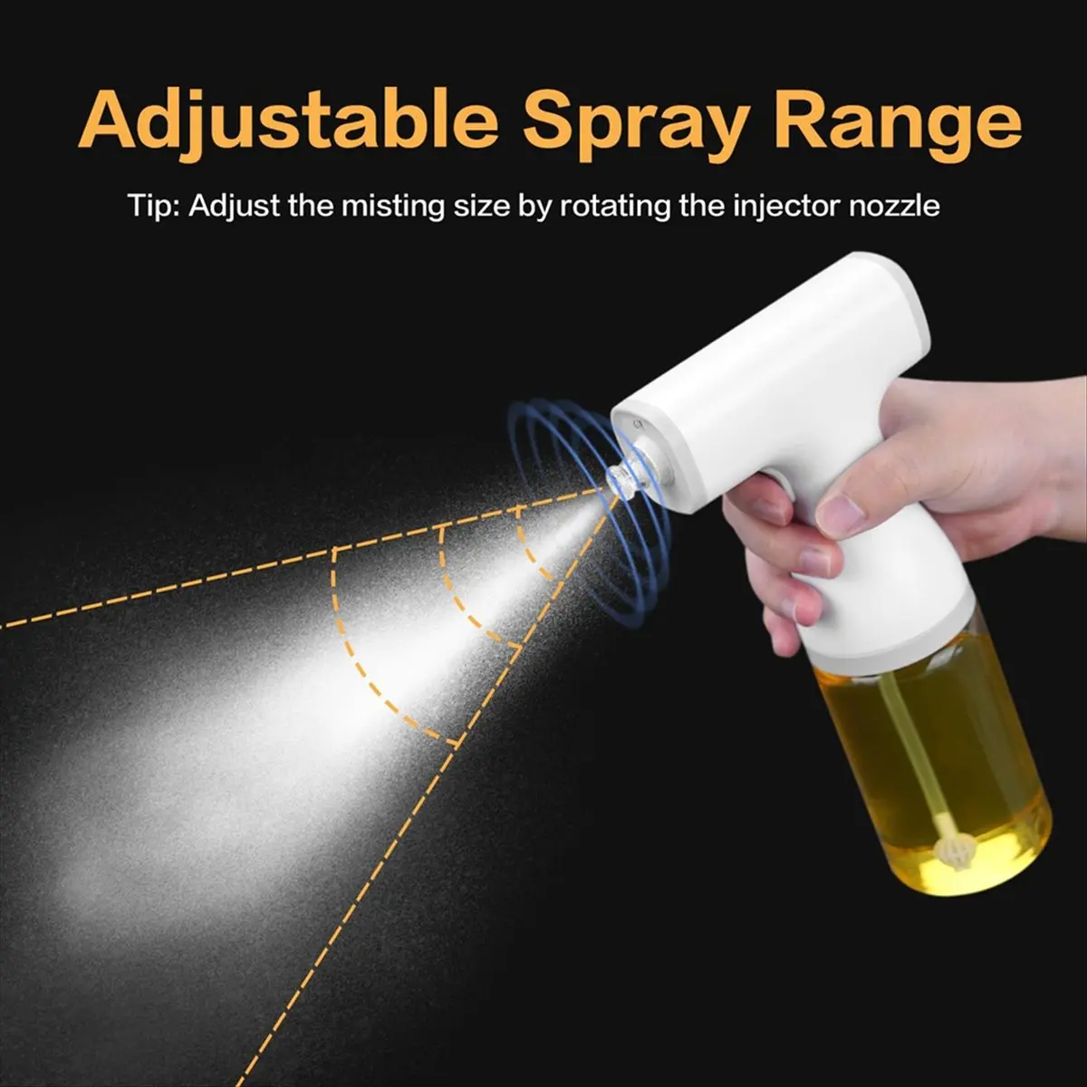 Pulverizador eléctrico de aceite de oliva kuaishan para cocinar, botella dispensadora de aceite de oliva con rango de nebulización ajustable de 8,5 oz/250 ml con luz LED