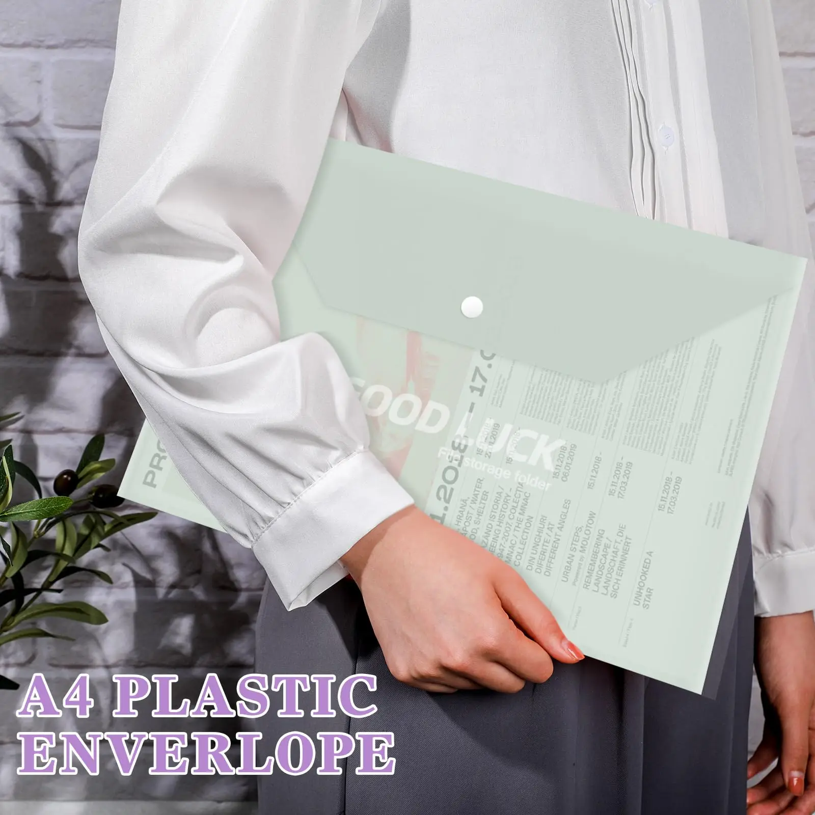 Paquet de 5/20 dossiers de documents multicolores A4 en polypropylène transparent-enveloppes en plastique PP durables pour fournitures scolaires et de bureau