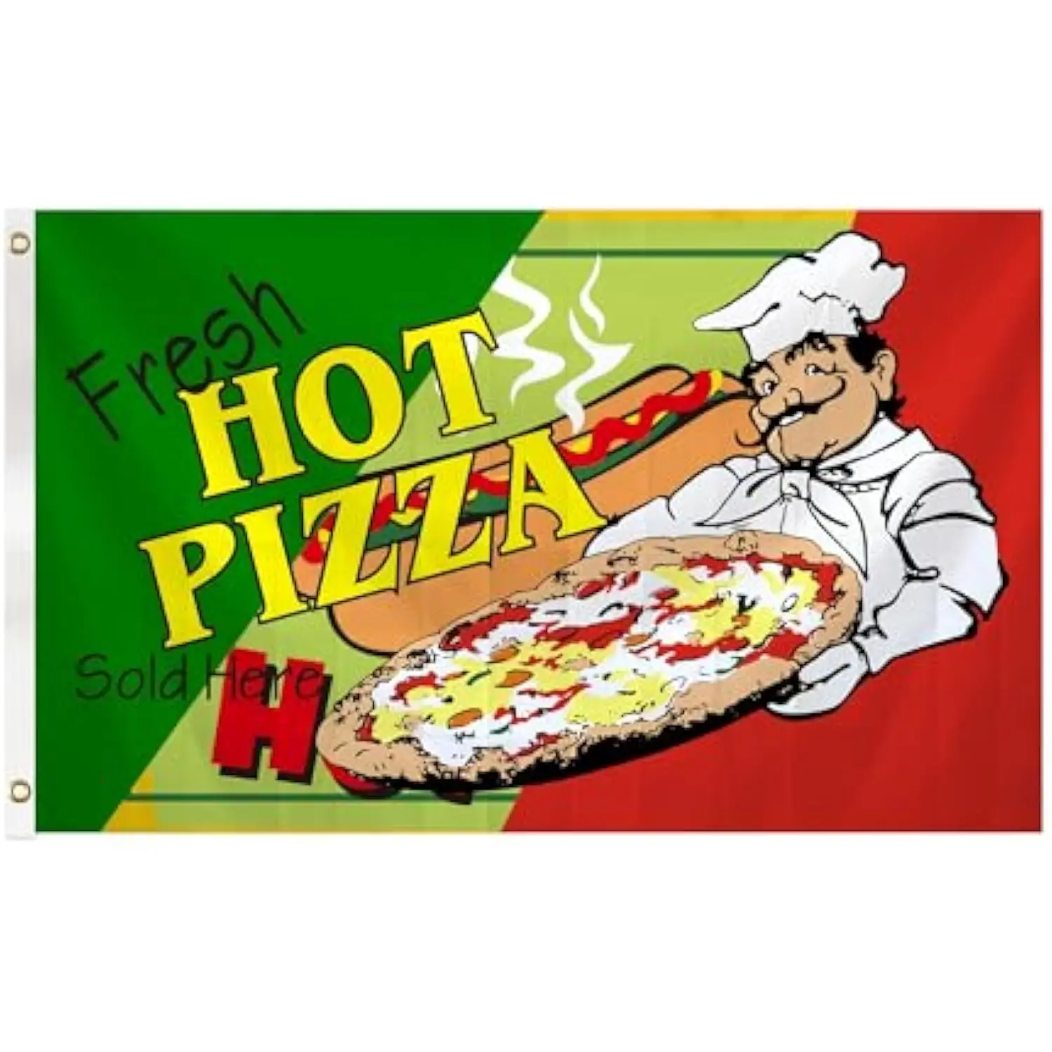 Fresh Hot Pizza Flag Banner Chef Food Sign Advertising Concession Stand Outdoor Durable Banner