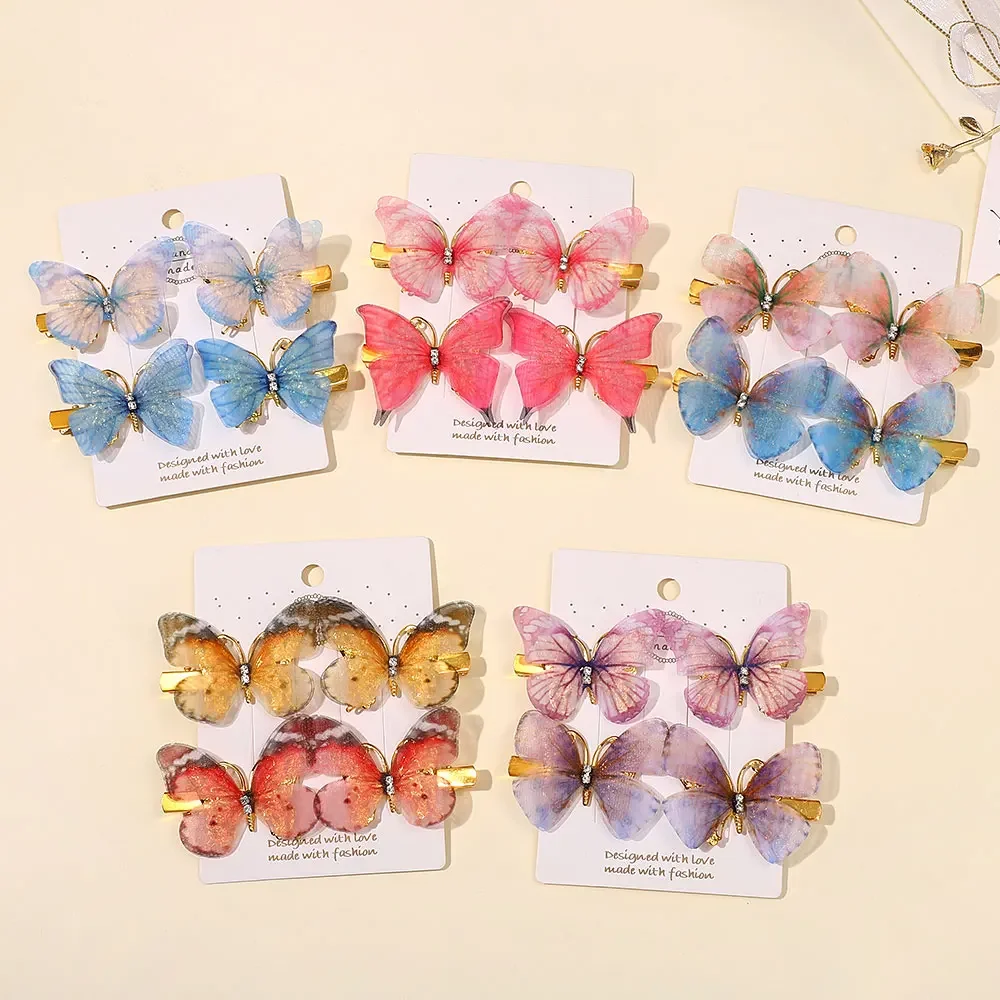 4Pcs/set Colorful Butterfly Hair Clip Set Realistic Texture Butterfly Birthday Gift for Girls Hair Clips Hair Accessories