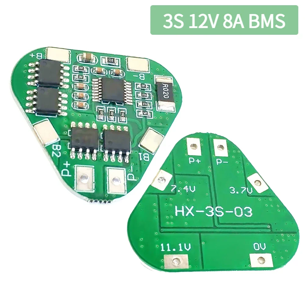 3S 18650 Lithium Battery Protection Board 11.1V/12.6V Overcharge Over-discharge Protect Module 8A Li-ion BMS PCM PCB Module
