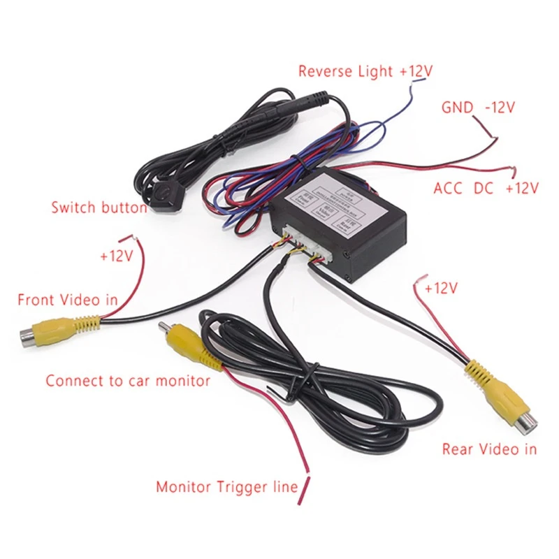 Car Parking View Camera Video Switch 2 Channel Control Box Converter Front /View Side/Rear View Camera Video Control Box