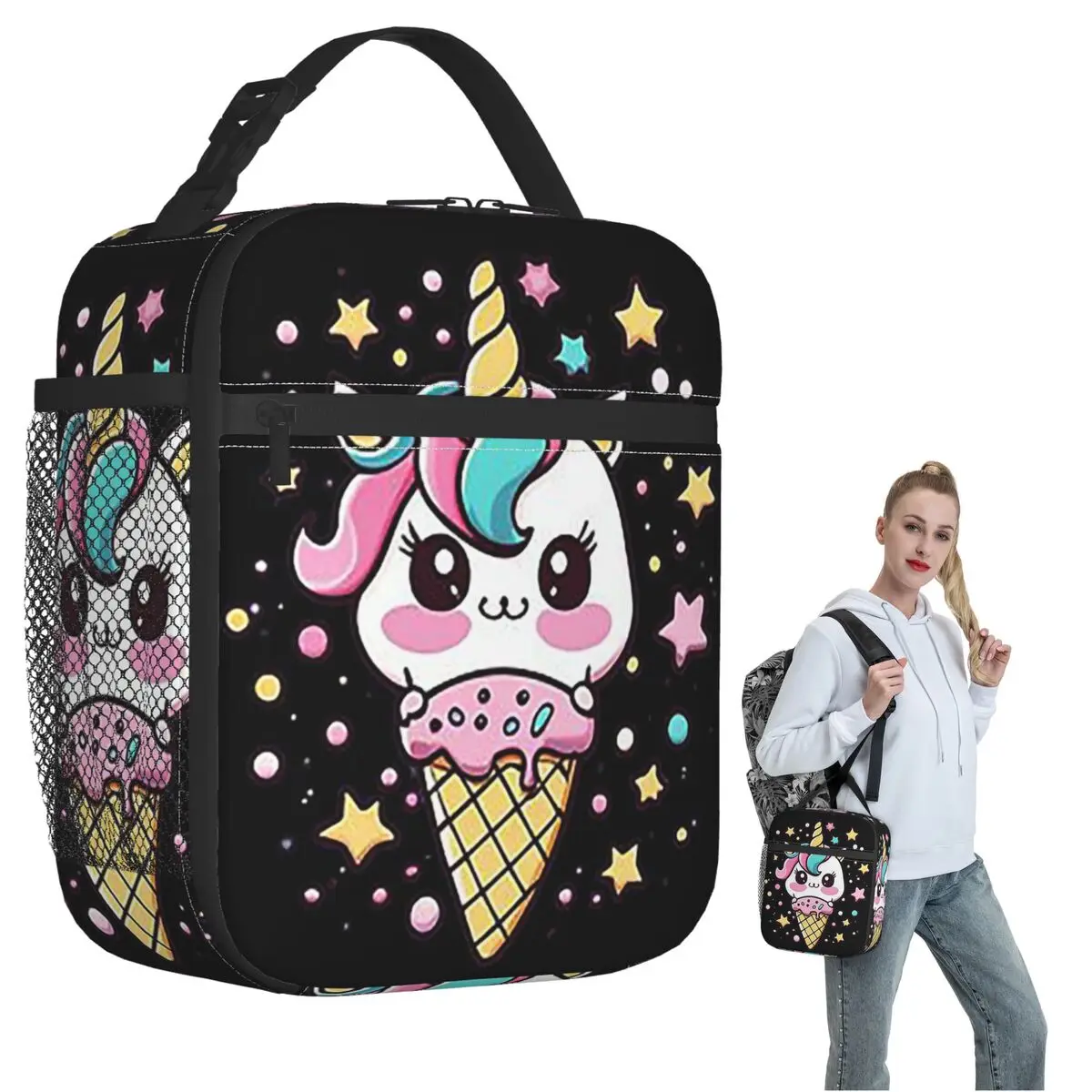 Ice Cream Unicorn Insulated Lunch Bag for Women Children Leakproof Food Boxes Thermal Lunch Box Tote