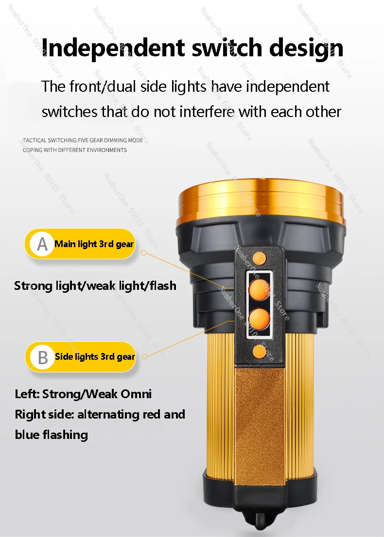 Flashlight High-Power 22000W Outdoor Ultra Bright Long-Range Ultra Long Endurance Lithium Battery Large Capacity Lighting