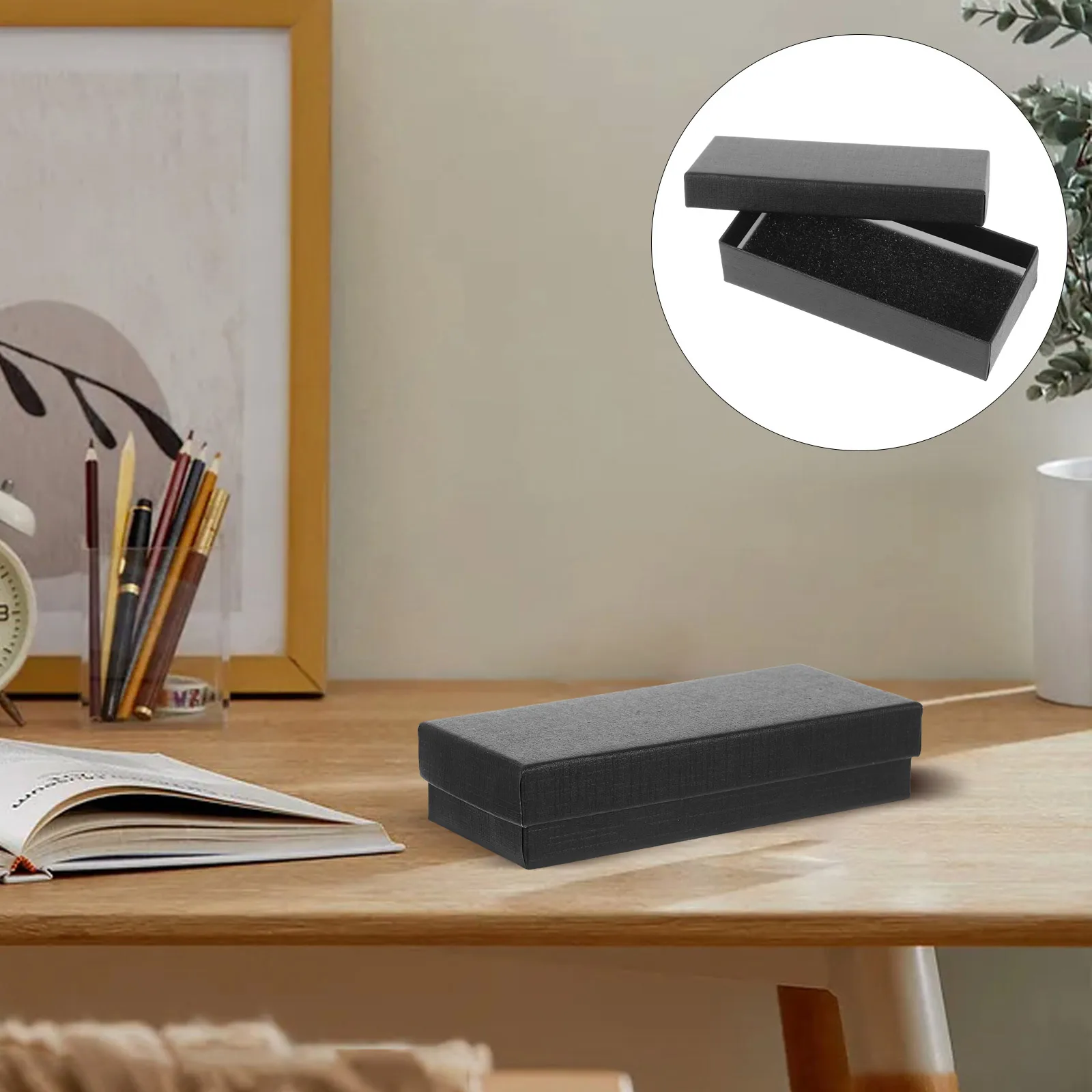 

Watch Gift Box Elegant Non-Woven Sponge Storage Jewelry Bangle Bracelet Packaging Container Embellished Ribbon Black