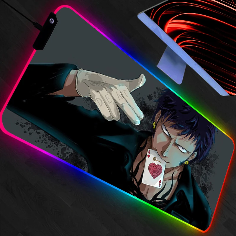 One Piece Backlight XXL Rubber Large PC Mousepad RGB Gamer Gaming Mouse Pads LED Desk Keyboard Mat Computer Mat Durable