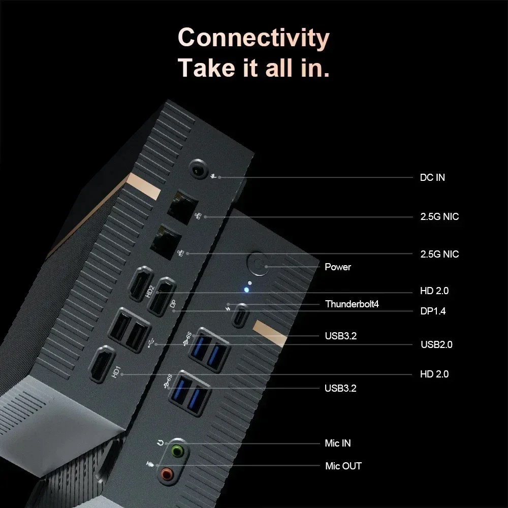 Chatreey คอมพิวเตอร์ขนาดเล็กเล่นเกม IT12 Intel Core i5 1340P i7 13620H I9 12900H 13900H คอมพิวเตอร์ตั้งโต๊ะ4K @ 60Hz 2x HD 2.5G LAN DP WIFI6