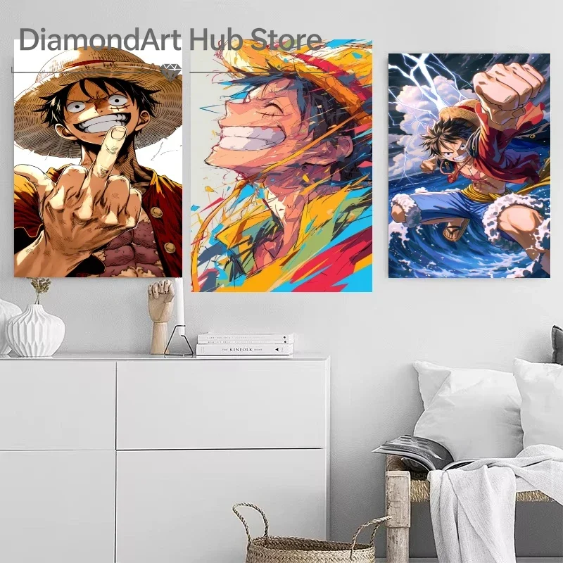 5D DIY Diamond Painting One Piece Monkey D Luffy Full Drill Single Panel Wall Art Home Decor Gift
