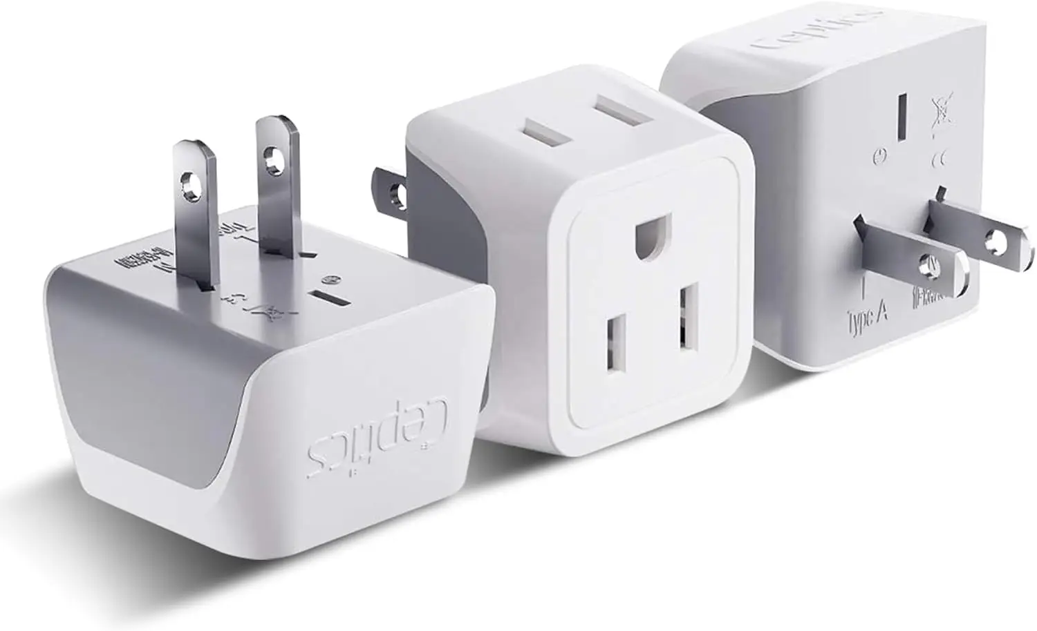 

Japan Philippines Travel Adapter Plug - USA 3 Pin Polarized to 2 Prong Unpolarized - Type A (3 Pack) - Dual Inputs - Ultra Compact - Perfect for Cell Phones, Tablet, Camera Chargers