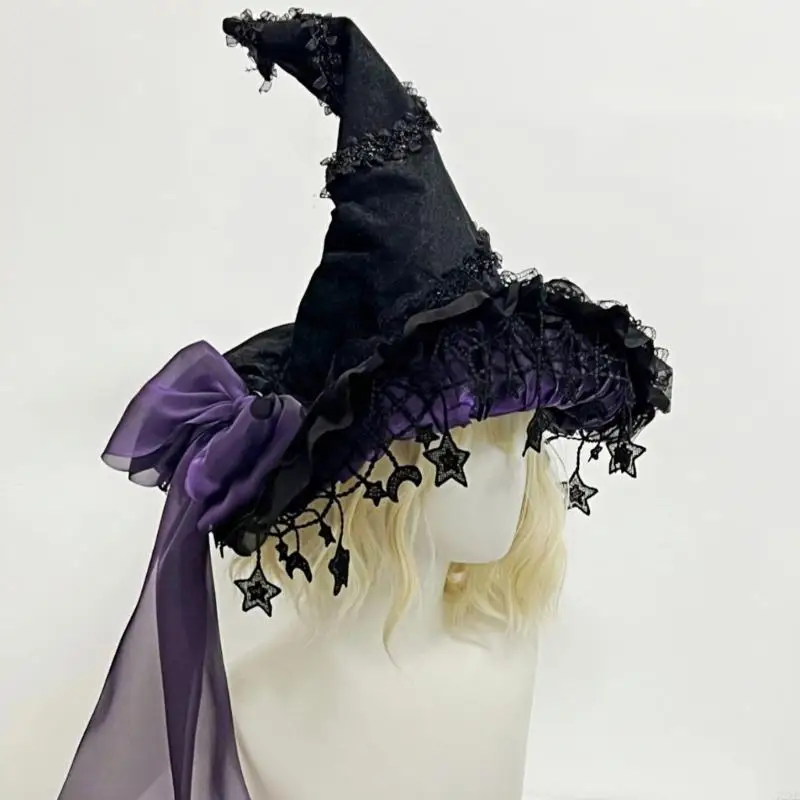 72xe 할로윈 마녀 모자 마법사 여성을위한 72xe 여자 여자 여자 마법사 코스프레 의상 액세서