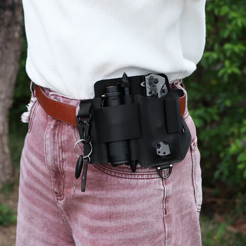 Echtes Leder Outdoor Taktische Hüfttasche Multifunktionale EDC-Werkzeugtasche Hängende Feldtaktische Werkzeugtasche für Sport C