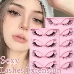 5Pairs 3D Thick Fluffy Faux Mink Eyelash Natural Soft Cat Eye Lashes Curl Cluster Long Fake Lash For Foxy Eye Eyelash Extension