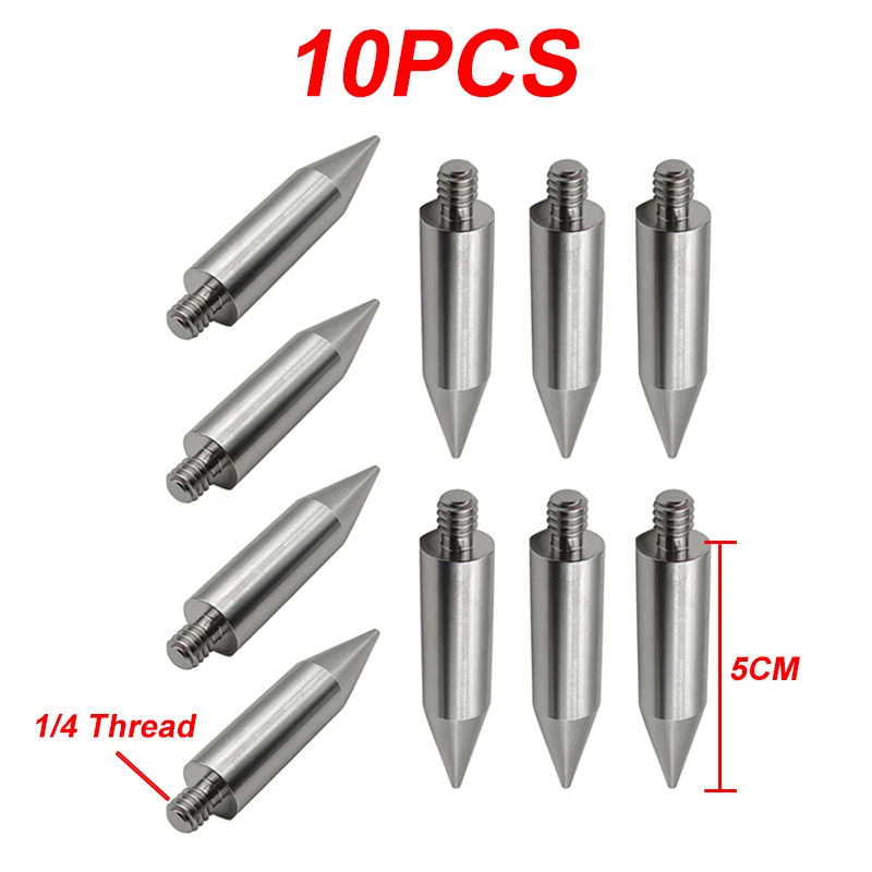 10/5/2pcs Silver High-quality and mountable 5CM Length Mini Pole Point Tip for Mini Prism - 1/4