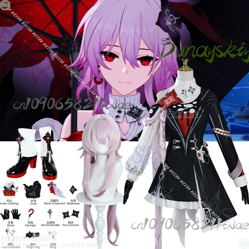 Shop1104340175 Store Evernight Play Honkai: Star Rail tume Black Goth Vampire Style Lolita Halloween Christmas Roleplay