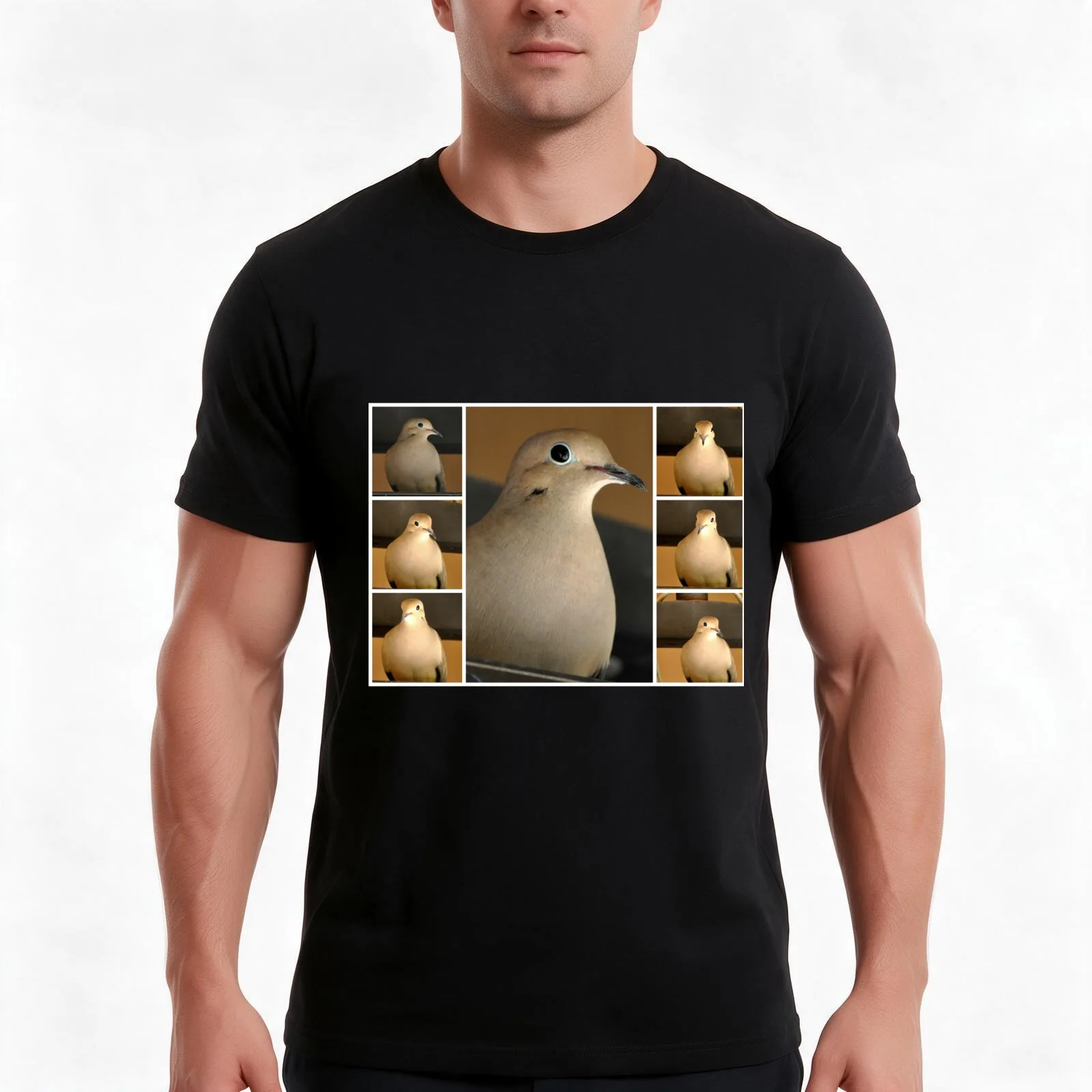 MOURNING DOVE PREPARING TO NEST T-Shirt, Summer Casual Cotton Tee, Oversized Streetwear Tops, Vintage Graphic Print, 100% Cotton