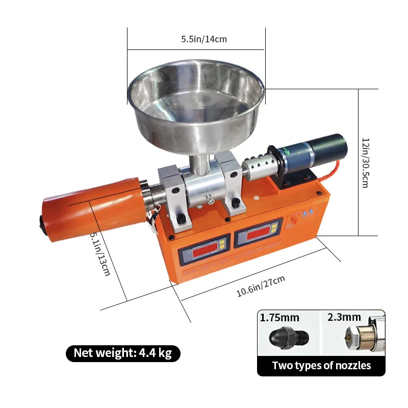 1.75mm / 2.3mm Mini 3D Printing Consumable Extruder - Small Desktop Single Screw Extruder Waste Recycling Machine