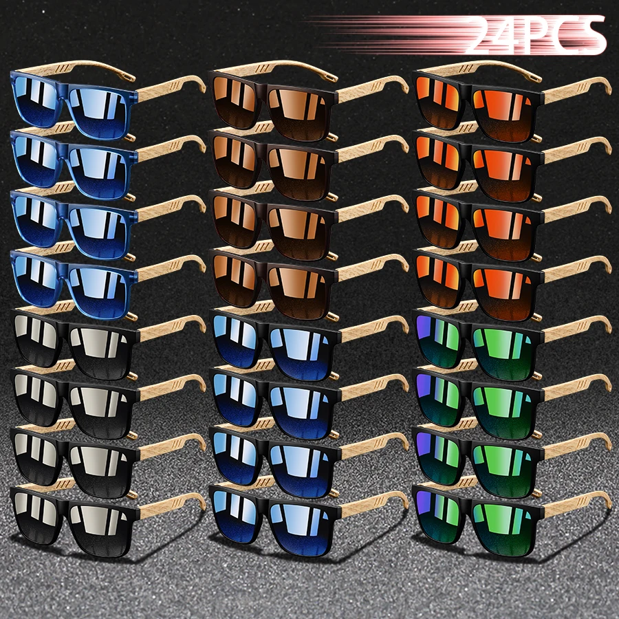

24PCS Classic Square Sunglasses for Men and Women, Driving, Fishing, Colorful, Trendy, Lightweight, Outdoor Goggles