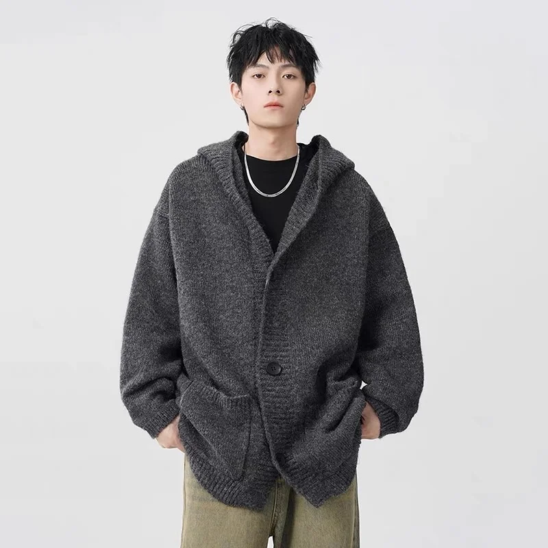 

Deep ey Open Cardigan Sweater Men's Loose Casual Simple Lazy Sle Knitted Outerwear Autumn Winter New Arrival