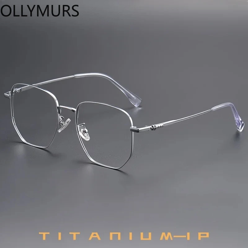 

OLLYMURS Men and Women Titanium Alloy Trendy Glasses Frame Polygon Retouch Face Big Size Optical Prescription Eyeglasses 122217