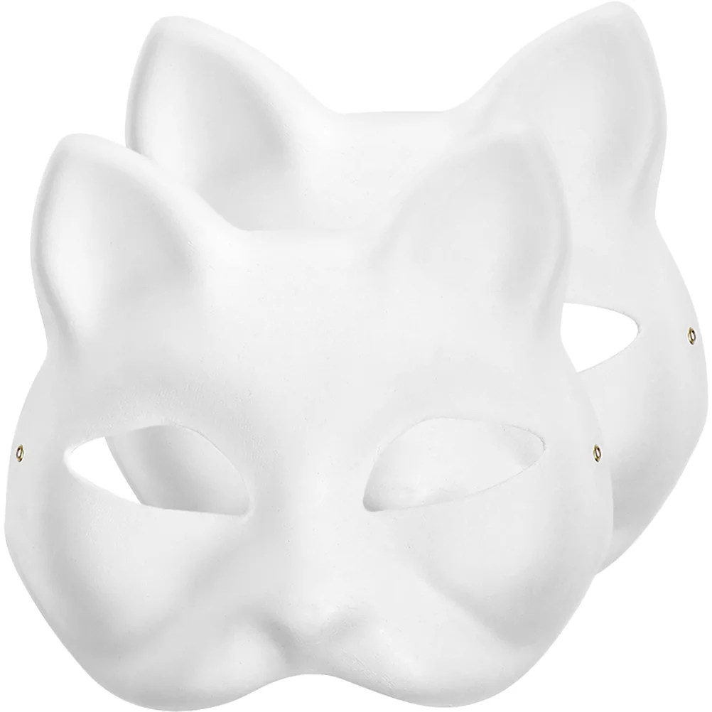 2 Pcs DIY White Paper Blank Mask For Cosplay Party Masks Paintable Carnival Facial
