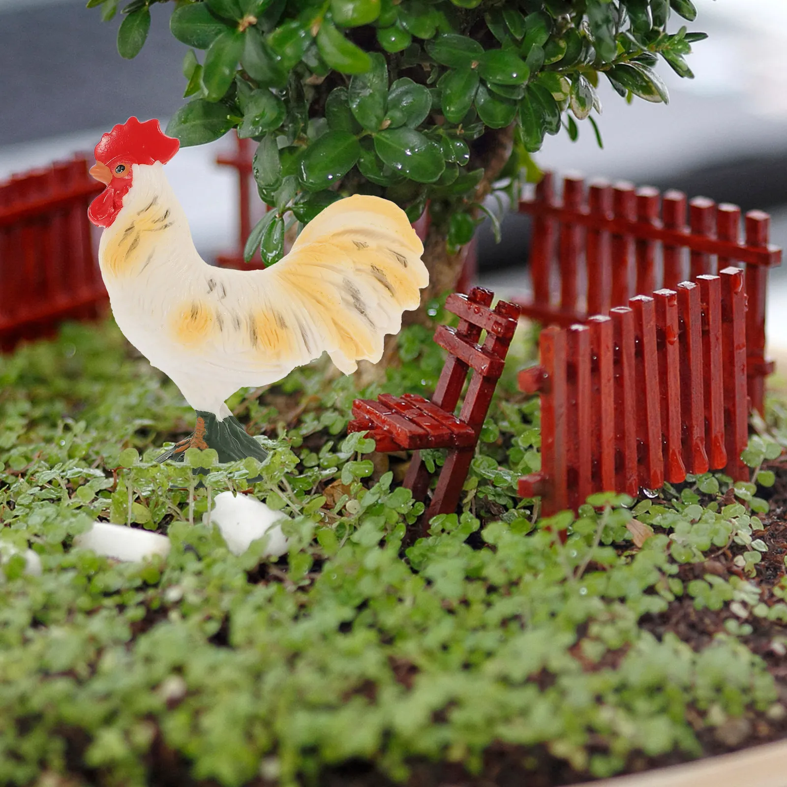 

High Quality ABS Rooster Statue Static Lifelike Poultry Decor for Farm Garden Lawn Home Interior Agritainment Scene Unique