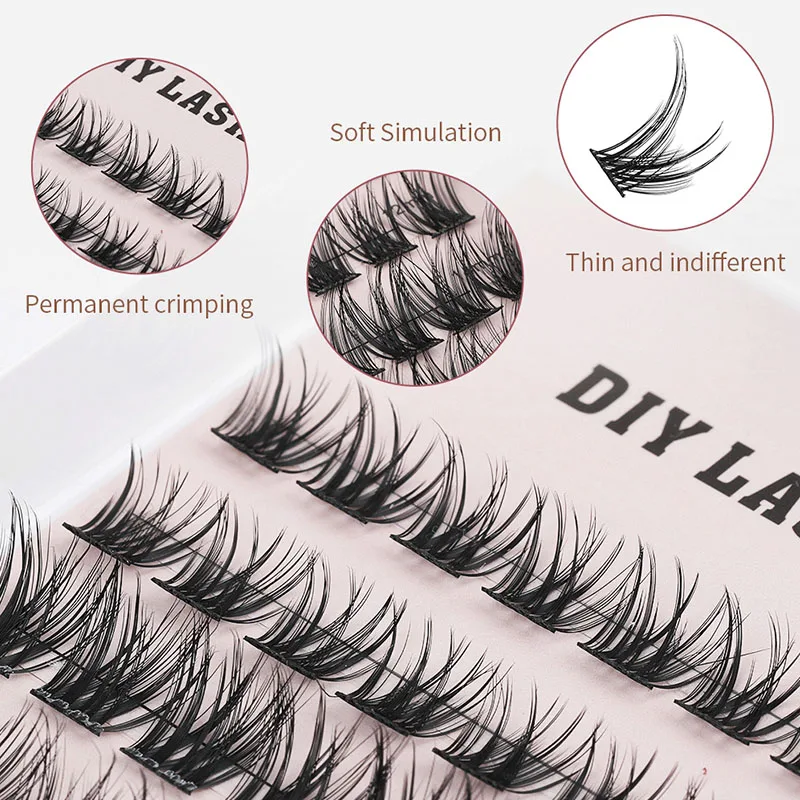 Hot Selling Mixed 10mm 12mm 14mm DIY Makeup lash Extension False Eye Lash Clusters With Tools