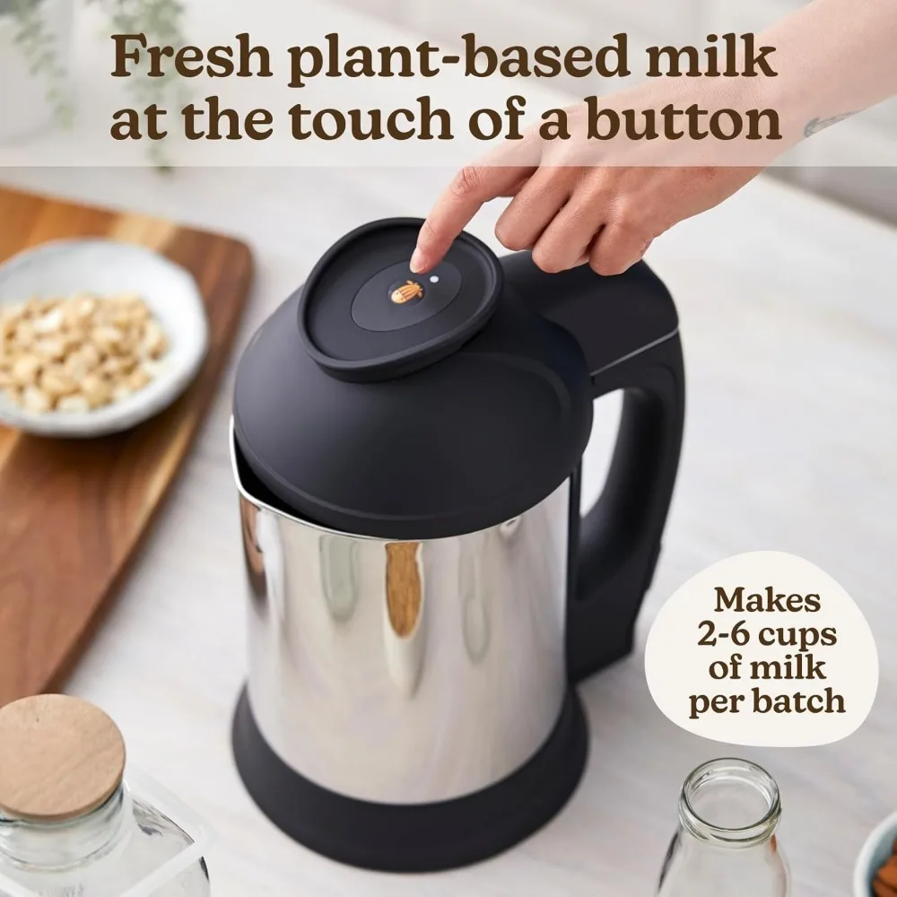 Plant Based Maker for Homemade Almond, Oat, Cashew Nut Milks & More, Stainless Steel Food Machines, 5-6 Cups Per Batch, 120V