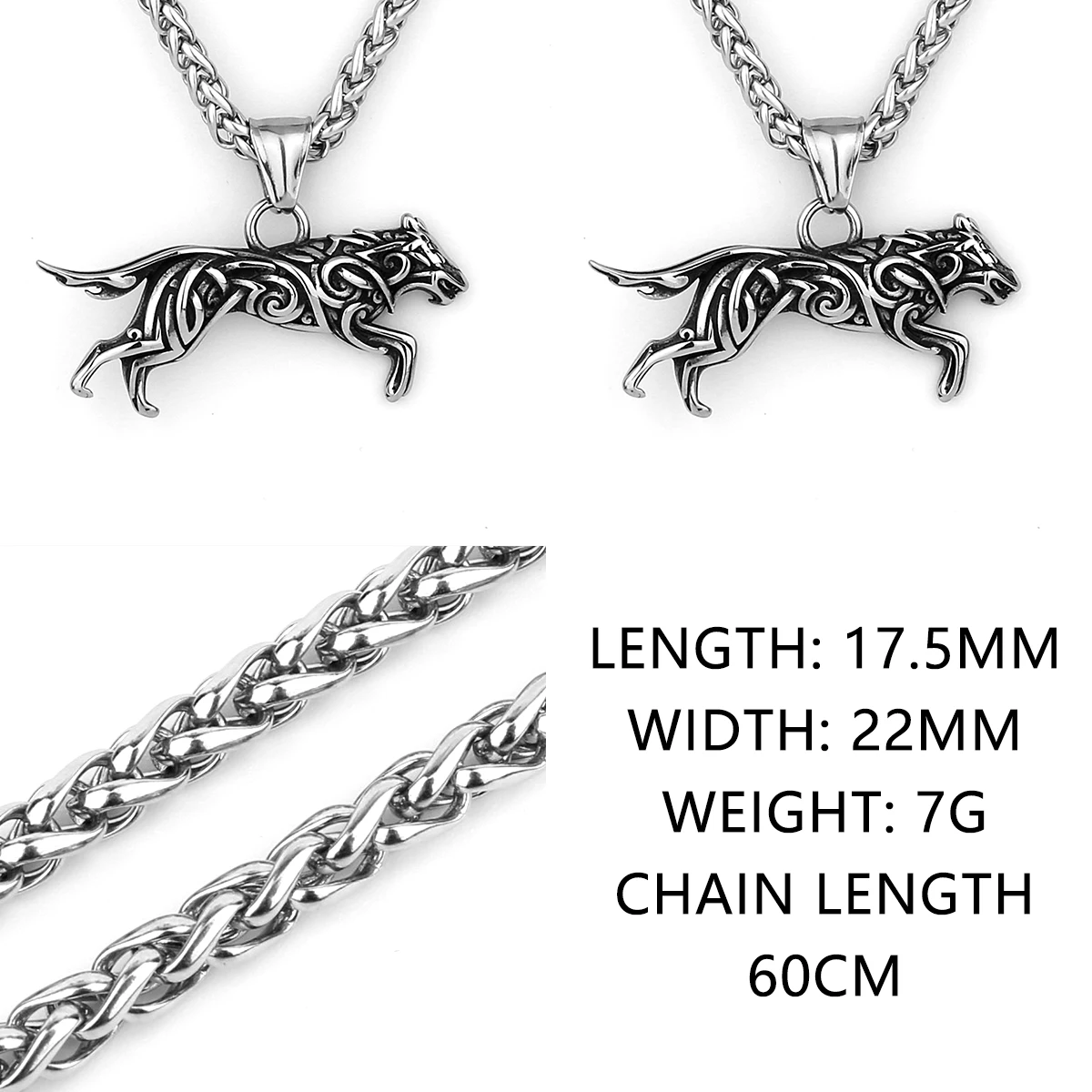 Viking Geri and Freki Knot Wolf Stainless Steel Pendant Men\'s Fashion Street Hip Hop Men\'s Pendant Necklace Jewelry Wholesale