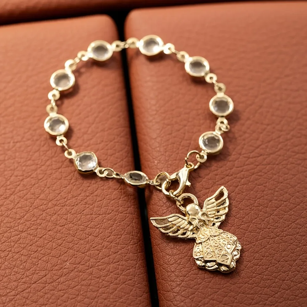 2-8Pcs Angel Pendant Beaded Car Hanging Ornament, Retro Alloy Steering Wheel Rearview Mirror Decor, Auto Interior Accessory Gift