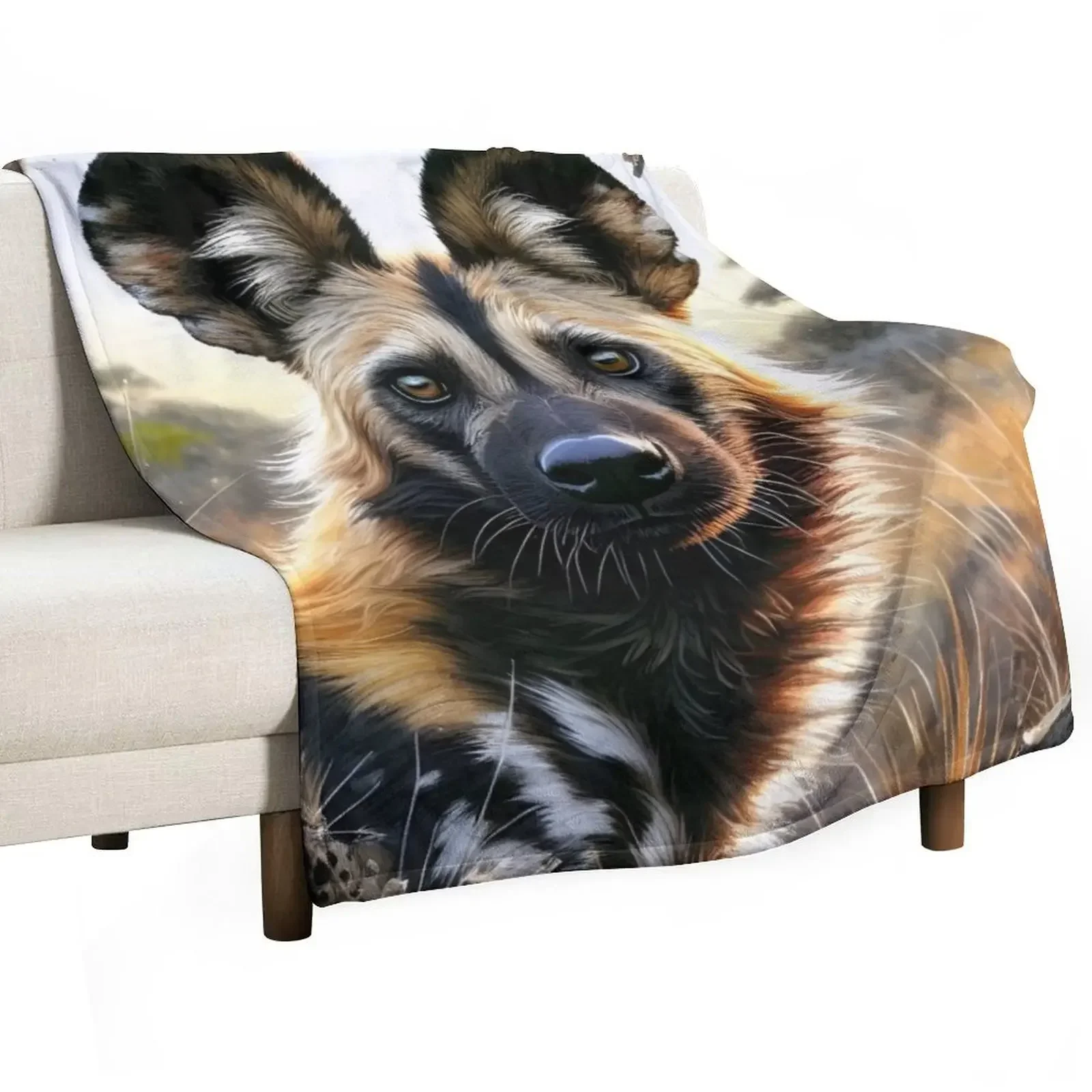 African wild dog deisgn Throw Blanket Bed linens Nap Plaid Soft Plush Plaid christmas decoration bed plaid Blankets