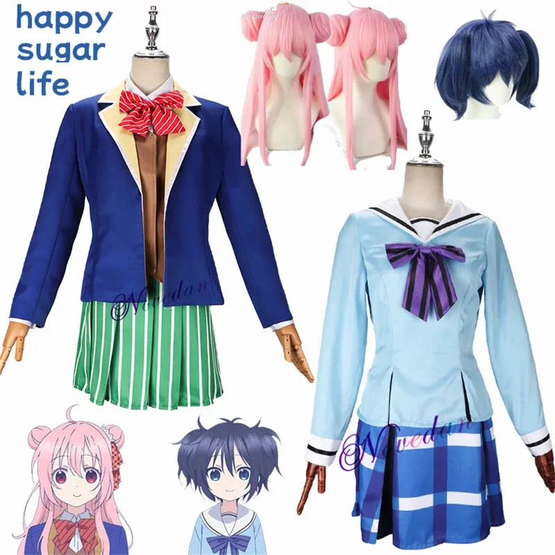 

Happy Sugar Life Anime Cosplay Costume Shio Koube Kobe Matsuzaka Satou Cosplay Women Girls JK School Uniform Sailor Suit Wig