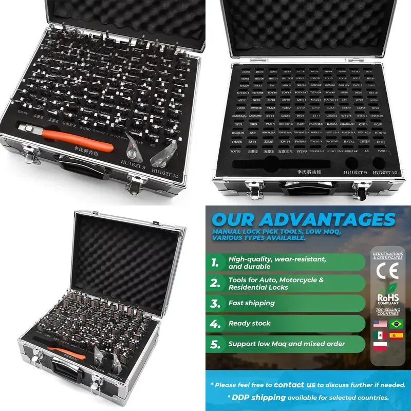 2026 Lishi 112pcs 2 In1 Auto Lock Pick and Decoder Tool Kit Universal Car Door Lock Opening Tool Set for Locksmith Repair