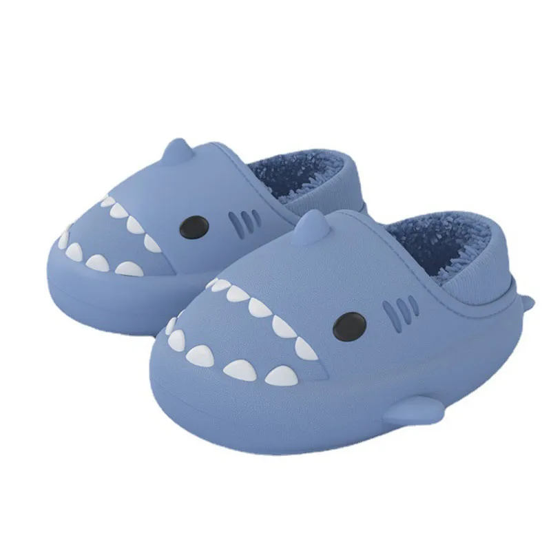 2023 Winter Kids Slippers Shark Shape Slides Indoor Children Flip Flops Waterproof Plush Boys Girls Shoes Toddler Baby CSH1417