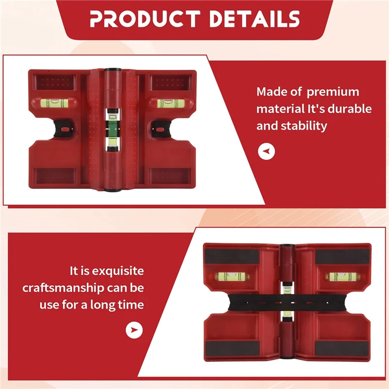 A58Z Spirit Level,Magnetic Post Level Tool Folds For Storage,Cross Check Bubble Level(Pack Of 4)