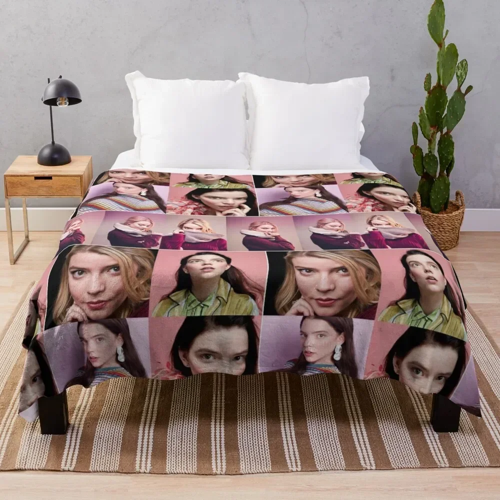 Anya Taylor-Joy Actress Beautiful Aesthetic Collage - 1 Throw Blanket Single Decorative Beds Luxury Brand Blankets