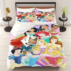 Disney Princess Series Zestaw pościeli Drukowana poszwa na kołdrę Zestaw pościeli Wystrój pokoju Anime Home Decor 3D Dzieci Z poszewką na poduszkę