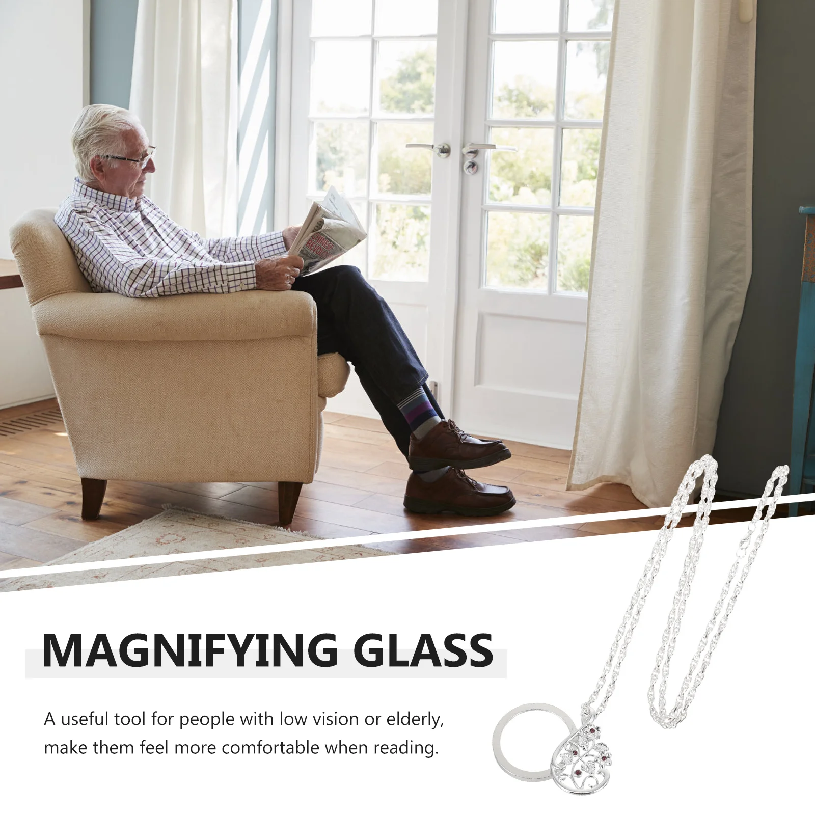 

Magnifying Glass Necklace Reading Magnifier Pendant Jewelry Durable Premium Material Unique Fashion Design Any Occasion Women