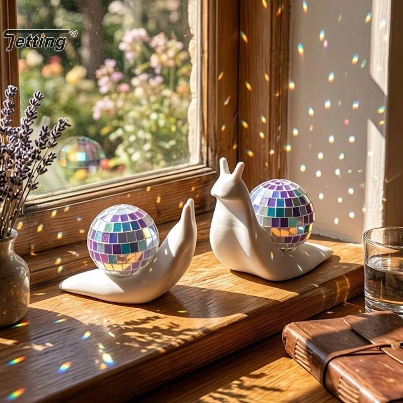 2Pcs Snail Disco Ball Catcher Indoor Window Light Spot Refractor Creative Desktop Ornaments Home Decoration