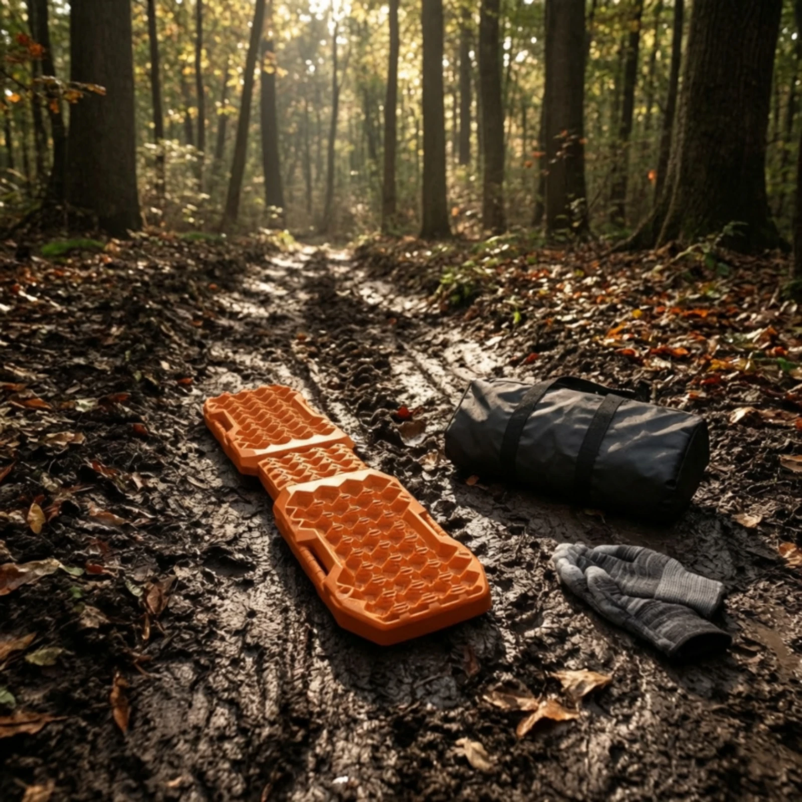 Recovery Board with Carry Bag Sturdy Traction Board Traction Mat with Gloves Stabilized Gear Foldable for Suv Drivers