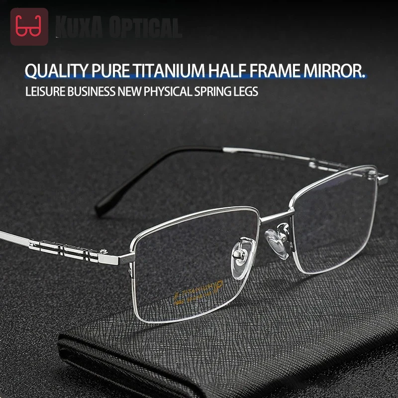 

KUXA Мужские фотохромные очки из чистого титана в полуоправе Модные деловые солнцезащитные очки Дизайнерские мужские очки Женские солнцезащитные очки