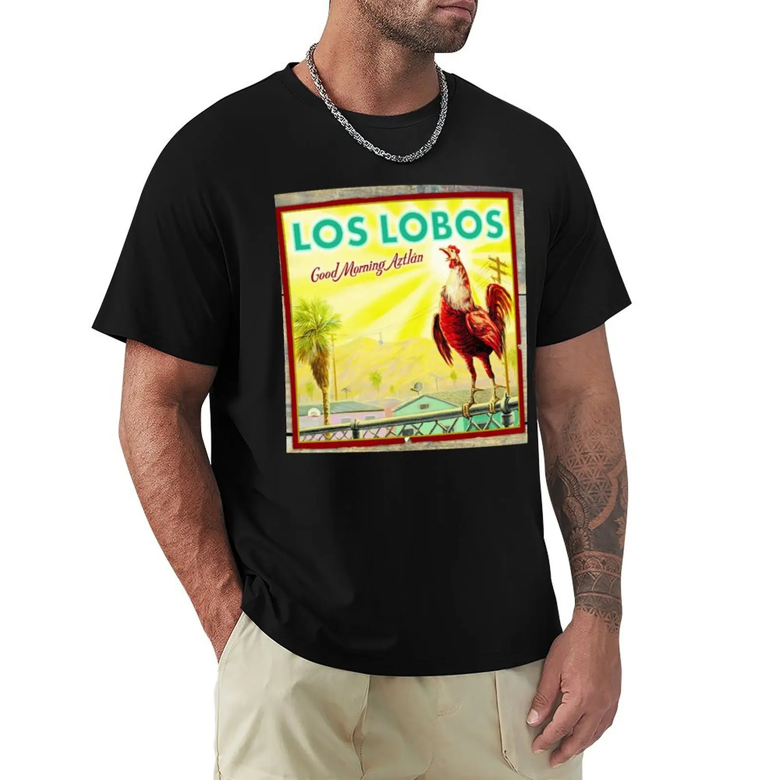 Camiseta Los Good Morning Aztlan Lobos Chicken Art For Fan, camiseta básica de color liso para todas las estaciones