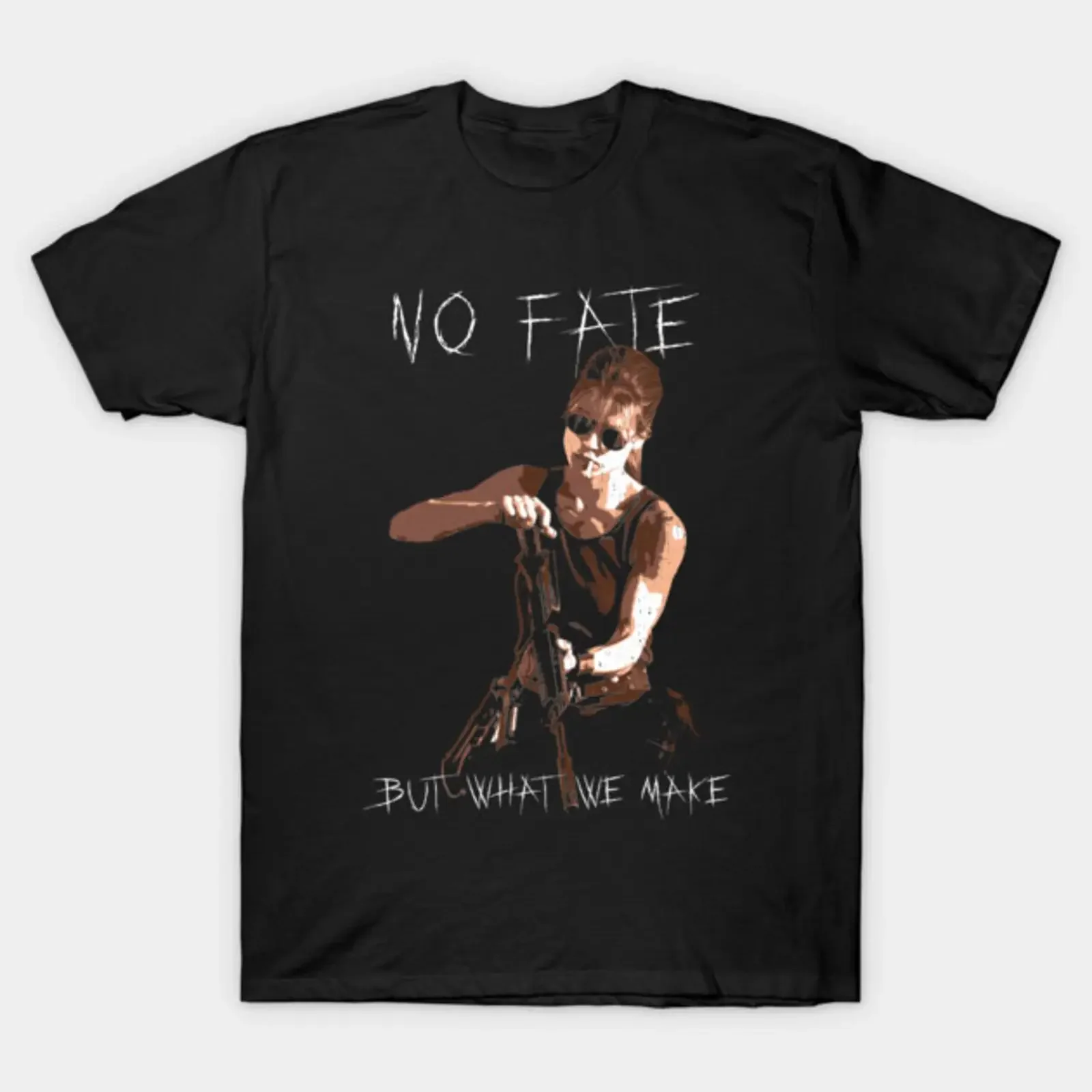 Sarah Connor No Fate distressed T Shirt vintage Washed Soft streetwear Casual Top For Everyday Wear Unisex Slightly Stylish
