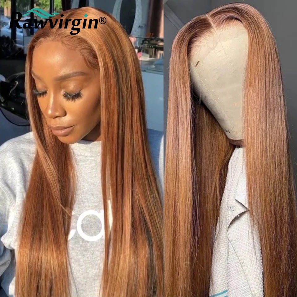 Honey Blonde Straight 13x4 Lace Front Wig Brown Human Hair Wig Brazilian Remy Hair Transparent Lace Frontal Wigs For Black Women