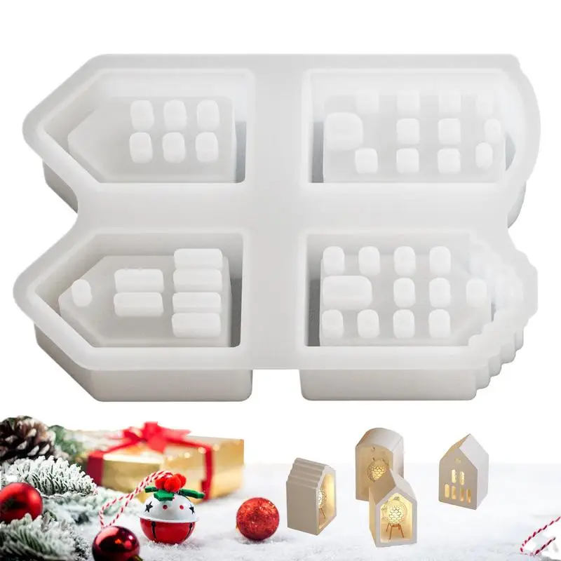 Molde de silicona para casa, moldes de resina 3D de fundición de silicona para casa, moldes para hacer resina, suministros para manualidades, molde de vela para casa para San Valentín Da